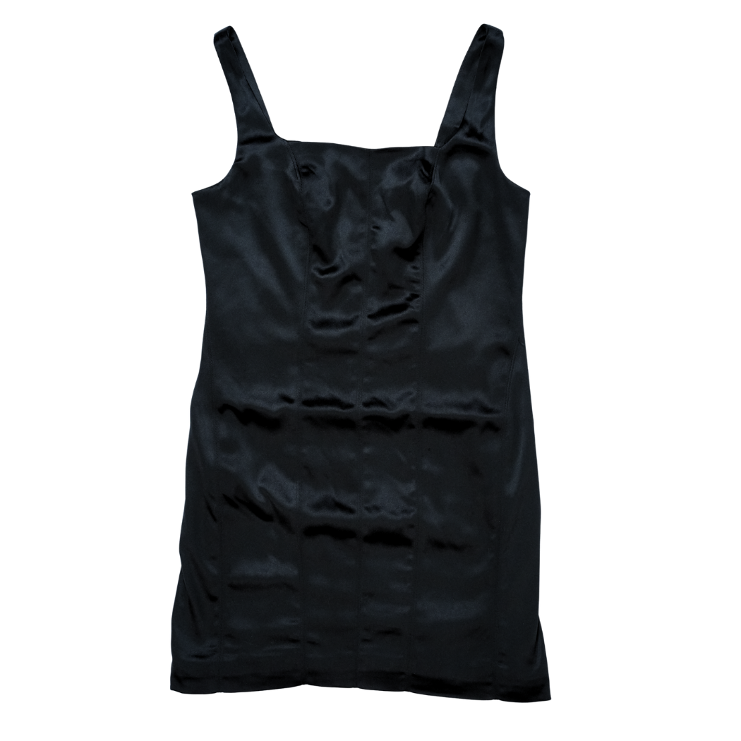 house of harlow 1960 black satin dress House Of Harlow 1960 Black Satin Braided Strappy Mini Slip Dress  The  Closet New York
