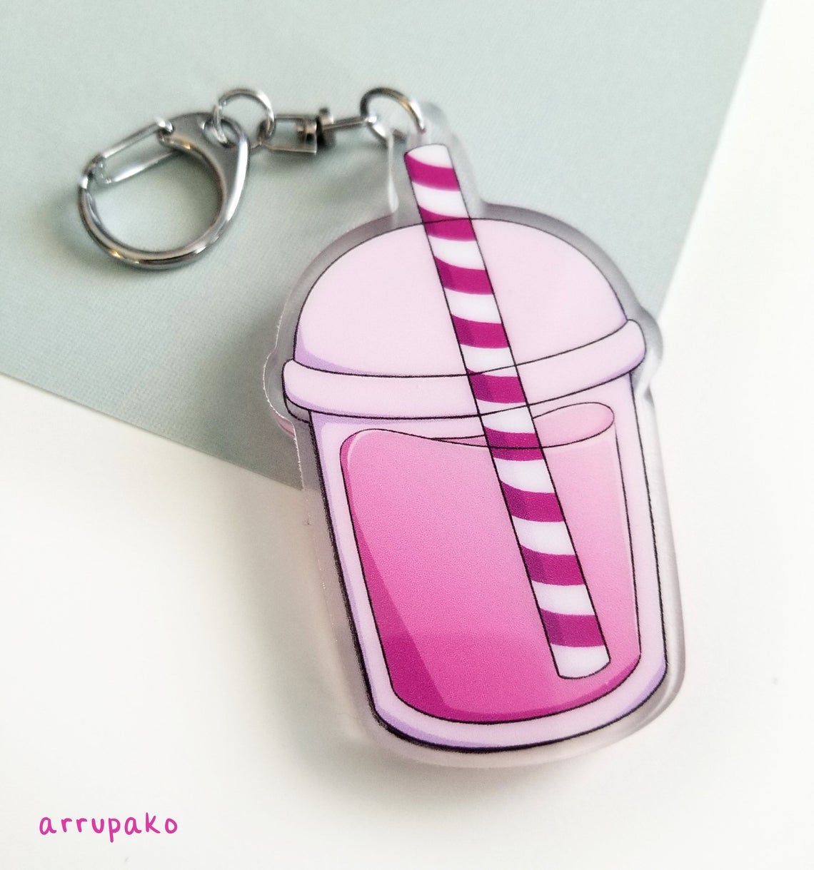 Strawberry Milk Tea with Bunny Boba Shaker Charm by Arrupako