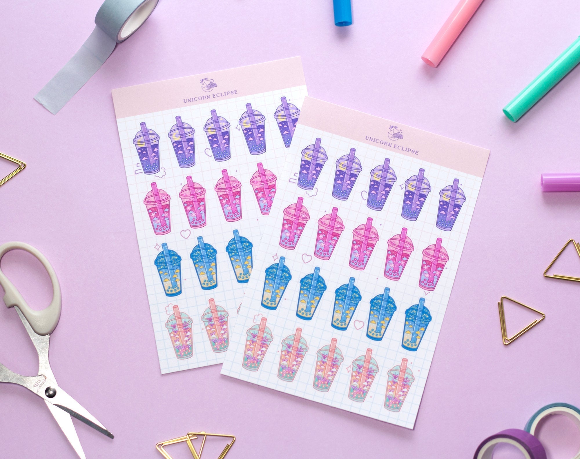 Glitter Boba Sticker – Parchment Paper