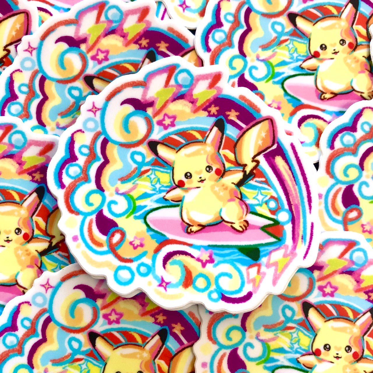 Surfin' Pikachu Sticker by Airily Arts