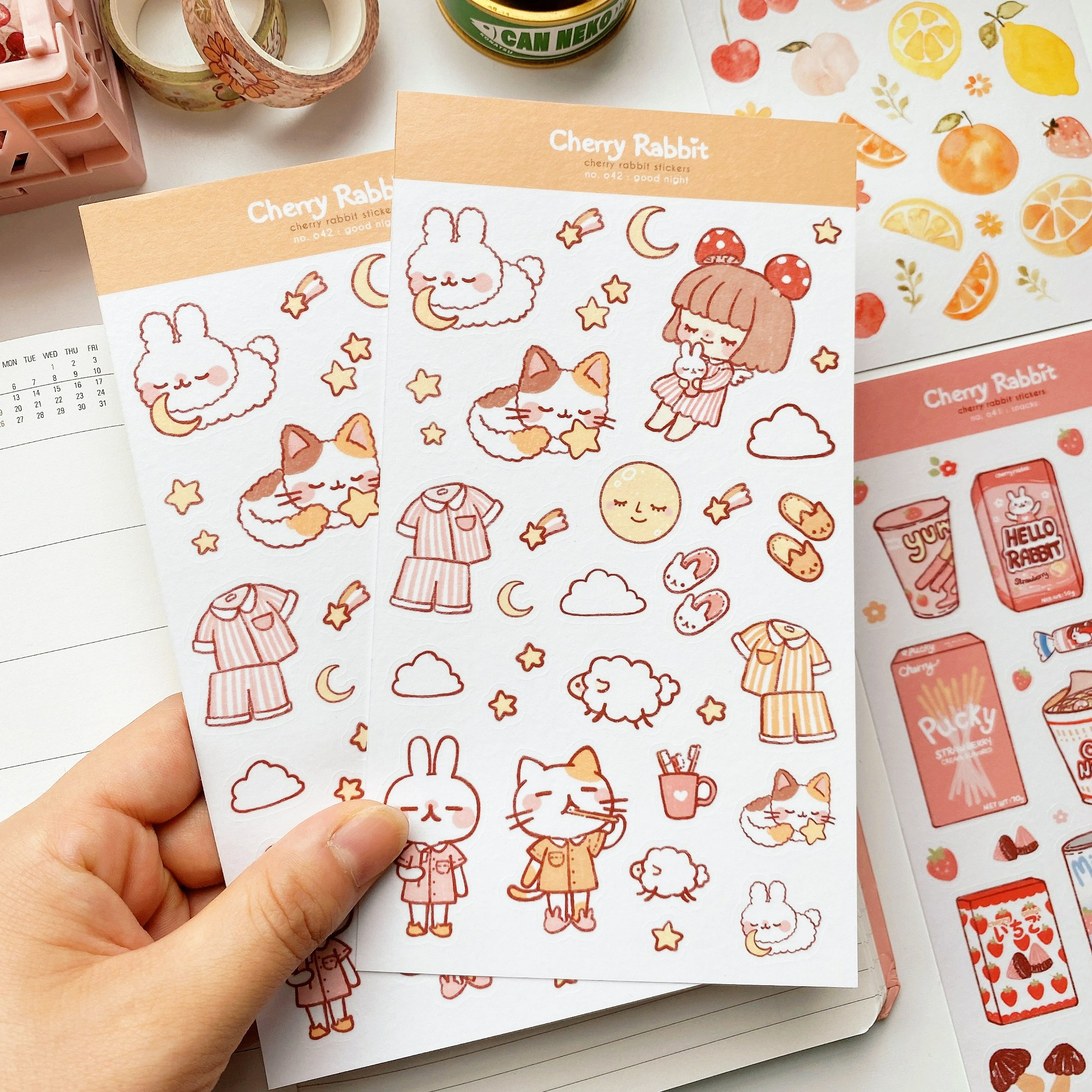 Good Night Sticker Sheet by Cherry Rabbit