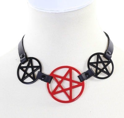 Pentagram Chokers Necklaces Red
