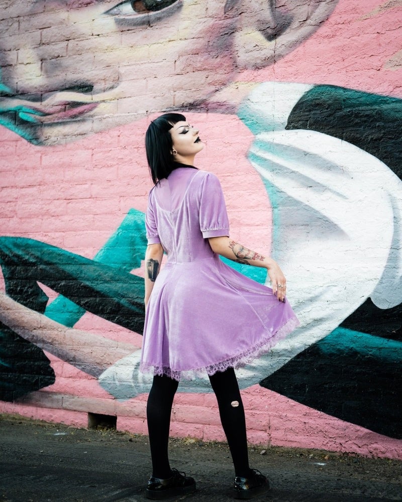 Lilac Victoria Goth Dress by Olivia Noire | Kei Collective